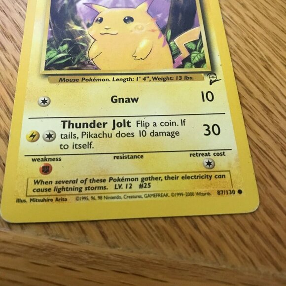 Pokemon Pikachu 40 HP Basic Card 87/130 1999 Wizards Of The Coast Yellow Cheeks - Picture 5 of 8